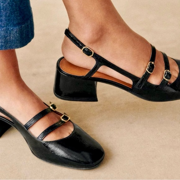 Sezane Paula Babies Mary Jane Slingbacks Black Patent Leather size 11 - Picture 7 of 7